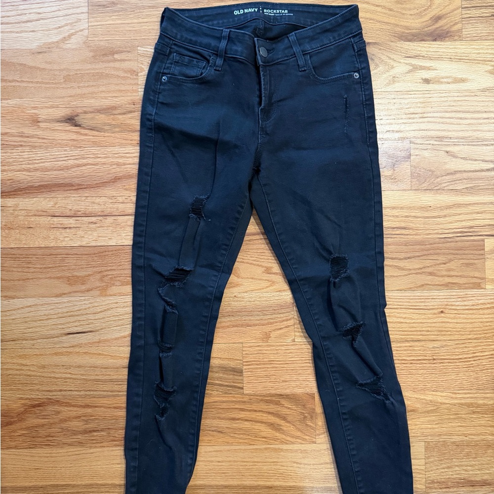 Old Navy Rockstar Black Distressed Jeans